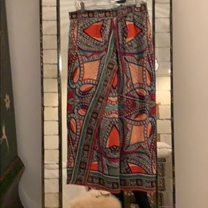 Maeve Purple-Orange 100% silk faux wrap skirt